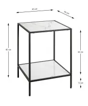 Beistelltisch >59348< in schwarz, weiß, Metall, Kunstmarmor - 40x60x40cm (BxHxT)