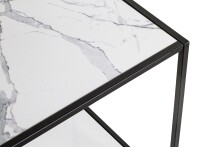 Beistelltisch >59348< in schwarz, weiß, Metall, Kunstmarmor - 40x60x40cm (BxHxT)