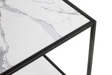 Beistelltisch >59348< in schwarz, weiß, Metall, Kunstmarmor - 40x60x40cm (BxHxT)