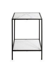 Beistelltisch >59348< in schwarz, weiß, Metall, Kunstmarmor - 40x60x40cm (BxHxT)