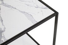Beistelltisch >59348< in schwarz, weiß, Metall, Kunstmarmor - 40x60x40cm (BxHxT)