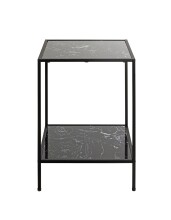 Beistelltisch >59548< in schwarz, Metall, Kunstmarmor - 40x60x40cm (BxHxT)