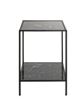 Beistelltisch >59548< in schwarz, Metall, Kunstmarmor - 40x60x40cm (BxHxT)