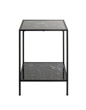 Beistelltisch >59548< in schwarz, Metall, Kunstmarmor - 40x60x40cm (BxHxT)
