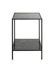 Beistelltisch >59548< in schwarz, Metall, Kunstmarmor - 40x60x40cm (BxHxT)