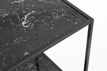 Beistelltisch >59548< in schwarz, Metall, Kunstmarmor - 40x60x40cm (BxHxT)