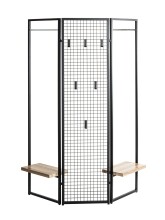 Garderobe >55599< Paravant / Raumteiler, schwarz, Metall, Eiche-MDF - 175x46cm (HxT)