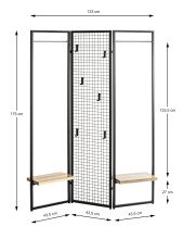 Garderobe >55599< Paravant / Raumteiler, schwarz,...