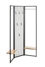 Garderobe >55599< Paravant / Raumteiler, schwarz, Metall, Eiche-MDF - 175x46cm (HxT)