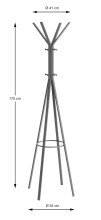 Garderobenständer >55152< 8 Haken, in grau, Metall - 175x54cm (HxD)