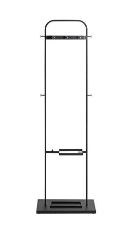 Garderobenständer >55551< in Haken chrom, Gestell schwarz - 54x175x30 (BxHxT)