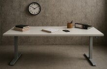 Schreibtisch >e-desk< in platingrau/alu - 160x72x80 (B/H/T) elektrisch verstellbar