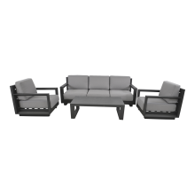 Gartenlounge-Set >Giorgo< (4er-Set) 2x Sessel 83x74x82cm, Bank 215x74x82cm, Tisch, 120x35x72cm