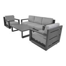 Gartenlounge-Set >Giorgo< (4er-Set) 2x Sessel 83x74x82cm, Bank 215x74x82cm, Tisch, 120x35x72cm