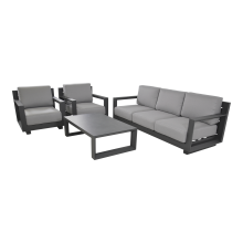 Gartenlounge-Set >Giorgo< (4er-Set) 2x Sessel 83x74x82cm, Bank 215x74x82cm, Tisch, 120x35x72cm