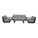 Gartenlounge-Set >Giorgo< (4er-Set) 2x Sessel 83x74x82cm, Bank 215x74x82cm, Tisch, 120x35x72cm