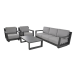 Gartenlounge-Set >Giorgo< (4er-Set) 2x Sessel 83x74x82cm, Bank 215x74x82cm, Tisch, 120x35x72cm