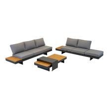 Gartenlounge-Set >Barbados< (4er-Set) 2x Liege 245x70x71cm, 2x Tisch 140x28x70cm / 80x36x40cm