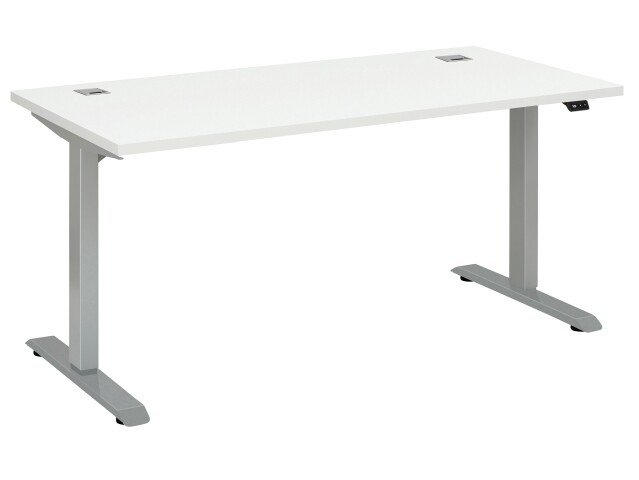 Schreibtisch >e-desk< in weiss/alu - 175x72x80 (B/H/T) elektrisch verstellbar