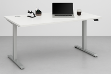 Schreibtisch >e-desk< in weiss/alu - 175x72x80 (B/H/T) elektrisch verstellbar
