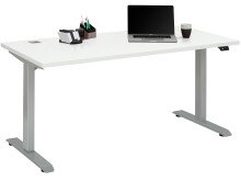 Schreibtisch >e-desk< in weiss/alu - 175x72x80...
