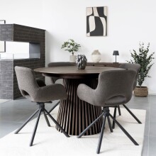 Kulissen-Esstisch >Osaka< 2 Platten, Eiche furnier, smokded-braun - 120/160/200x75cm (D/BxH)