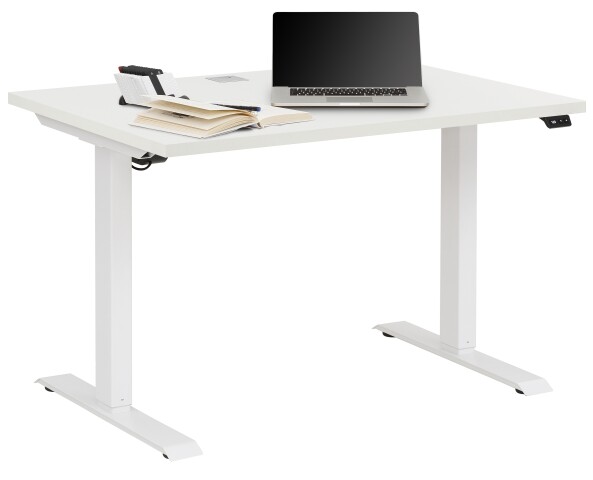 Schreibtisch >e-desk< in weiß- 150x72x80 (B/H/T) elektrisch verstellbar