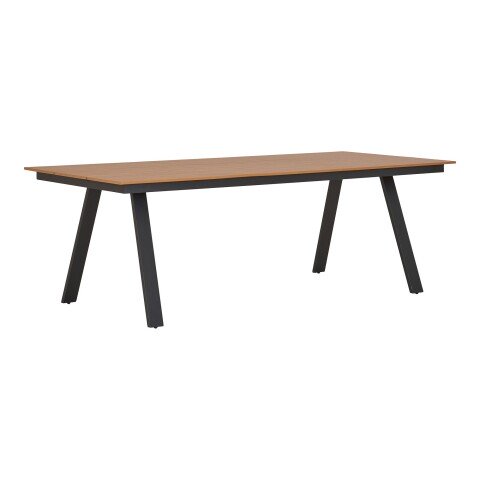 Gartentisch >Toronto< in Teakoptik-natur / Aluminium Schwarz - 220x74x100 (BxHxT)