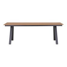 Gartentisch >Toronto< in Teakoptik-natur / Aluminium Schwarz - 220x74x100 (BxHxT)