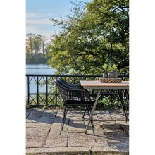 Gartentisch >Toronto< in Teakoptik-natur / Aluminium Schwarz - 220x74x100 (BxHxT)