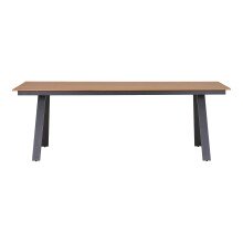 Gartentisch >Toronto< in Teakoptik-natur / Aluminium Schwarz - 220x74x100 (BxHxT)