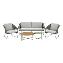 Gartenlounge-Set >Novella< (5-teilig) grün / grau, 2-Sitzer, 2x Sessel, 2 Couchtische