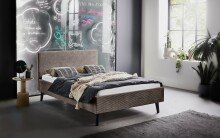 Polsterbett >Avola< Liegefläche 140x200cm, Cord Poso Farbe taupe - 146x100x210cm (BxHxT)