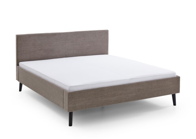 Polsterbett >Avola< Liegefläche 180x200cm, Bezug Cord Poso taupe - 186x100x210cm (BxHxT)