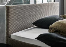 Polsterbett >Avola< Liegefläche 180x200cm, Bezug Cord Poso taupe - 186x100x210cm (BxHxT)