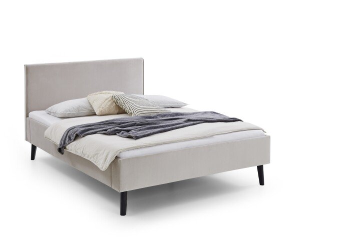 Polsterbett >Leira< Liegefläche 140x200 cm, Farbe Beige – Stellmaß: 146x100x210cm (BxHxT)