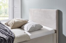 Polsterbett >Leira< Liegefläche 140x200 cm, Farbe Beige – Stellmaß: 146x100x210cm (BxHxT)