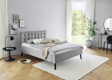 Polsterbett >Empire< Liegefläche 140x200 cm, Farbe Grau – Stellmaß: 146x100x210cm (BxHxT)