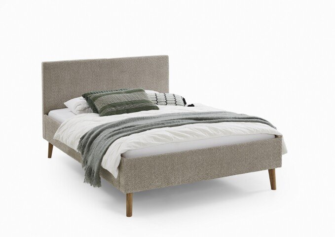 Polsterbett >Kreta< Liegefläche 140x200 cm, Farbe Taupe – Stellmaß: 146x100x210cm (BxHxT)