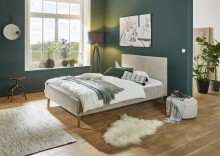 Polsterbett >Kreta< Liegefläche 140x200 cm, Farbe Taupe – Stellmaß: 146x100x210cm (BxHxT)