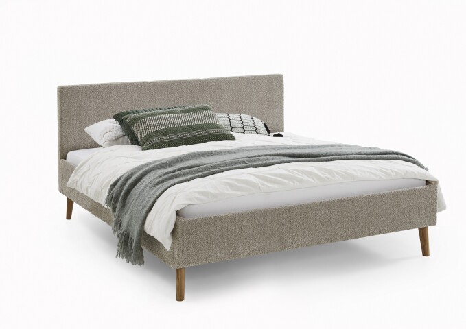 Polsterbett >Kreta< Liegefläche 180x200 cm, Farbe Taupe – Stellmaß: 186x100x210cm (BxHxT)