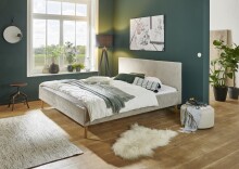 Polsterbett >Kreta< Liegefläche 180x200 cm, Farbe Taupe – Stellmaß: 186x100x210cm (BxHxT)