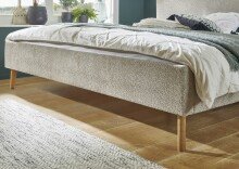 Polsterbett >Kreta< Liegefläche 180x200 cm, Farbe Taupe – Stellmaß: 186x100x210cm (BxHxT)