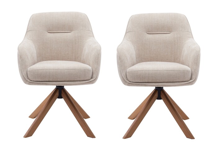 Armlehnstuhl >Avola< (2er-Set) leinen-beige, 360° drehbar, Federkern - 57x87x65 (BxHxT)