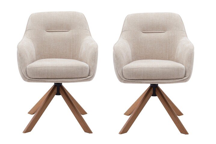Armlehnstuhl >Avola< (2er-Set) leinen-beige, 360° drehbar, Federkern - 57x87x65 (BxHxT)