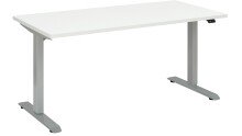 Schreibtisch >e-desk< in weiss/alu - 120x72x72 (B/H/T) elektrisch verstellbar