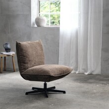 Loungesessel >Fraser< drehbar, Gestell schwarz, Chenille schoko-braun - 70x88x83 (BxHxT)