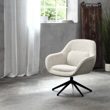 Loungesessel >Lynn< drehbar, Bouclé-Garneffekt creme-weiss - 74x85x77 (BxHxT)