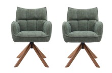 Armlehnstuhl >Marilla< (2er-Set) drehbar, Federkern,  Chenille waldgrün - 59x86x65 (BxHxT)
