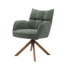 Armlehnstuhl >Marilla< (2er-Set) drehbar, Federkern,  Chenille waldgrün - 59x86x65 (BxHxT)